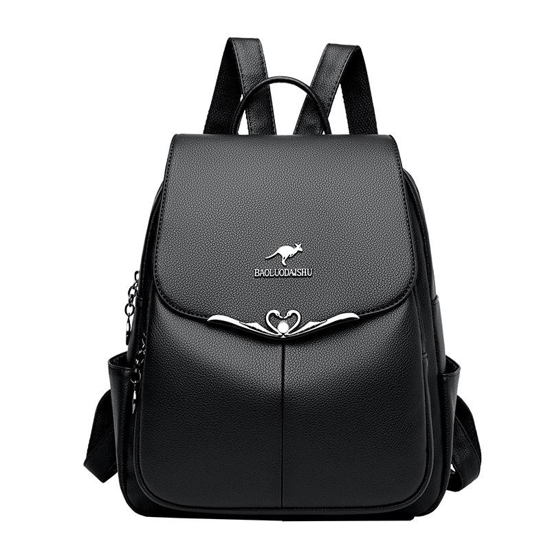 2025 New Women's Bag High-end Fashion Soft Leather Women's Backpack Large Capacity Simple Middle-aged Mother Bag