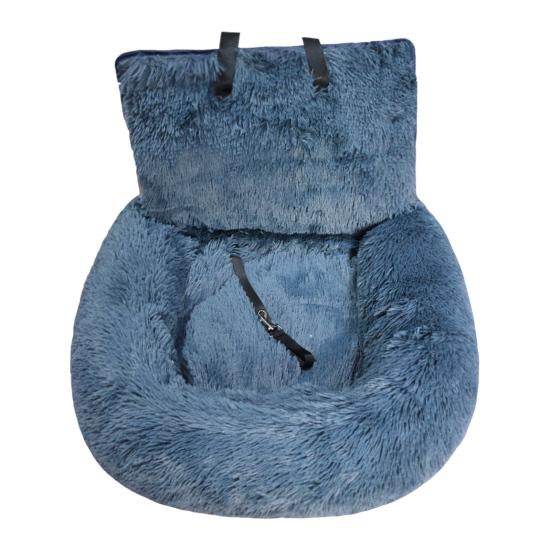 Dogs Car Seat Travel Dog Bed with Safety Straps Plush Fluffy Pet Seat with Non-Slip Backing Detachable Washable Cushion for Small Large Dogs