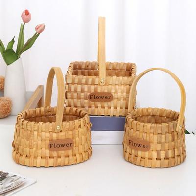 Rustic Style Storage Basket with Handle Organizer Basket Handwoven Flower Basket  Holiday Gift