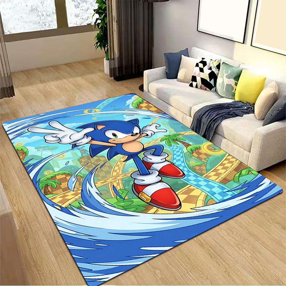 Sonic The Hedgehog Poster Decoration,Carpet,Living Room,Bedroom, Non-slip,Square rug