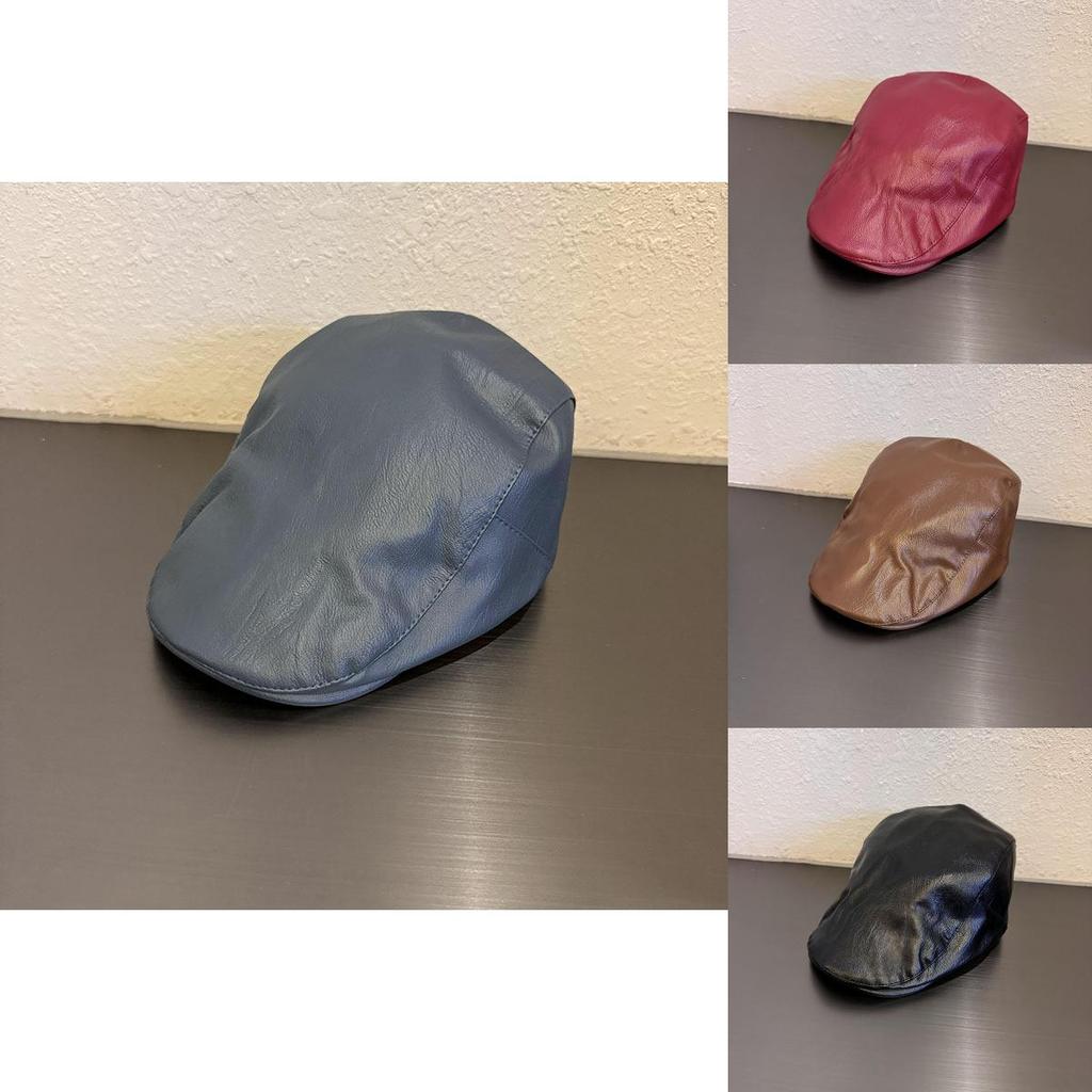 Pu Leather Black Beret Hat For Women With Sunshade And Warmth For Autumn Winter Fashion