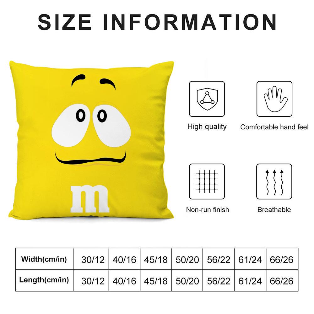 Cute Funny Art M-M&M'S Cushion Cover Plush Fabric Soft Double-Sided Printed Sofa Warm Winter Home Child Gift Pillow Case
