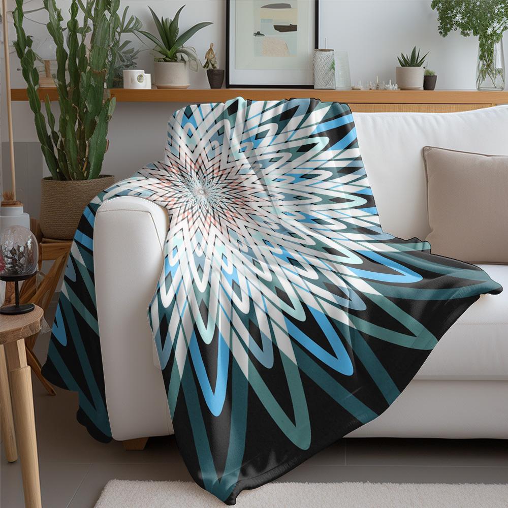 Trendy Abstract Snowflake Galaxy Blue Silver Fleece Throw Blanket Sofa Bed Decoration Gift