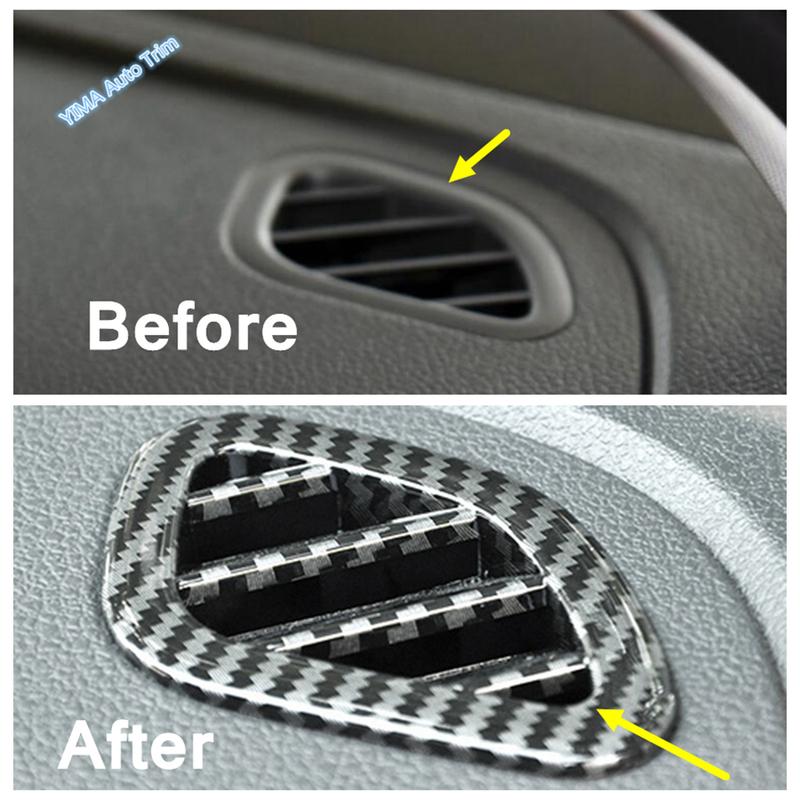 Central Control trument Panel Air Conditioning AC Vents Cover Trim Carbon Fiber Interior For VW Volkswagen Polo 2014 - 2018
