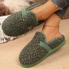 Fashion Fashion Mix Color Plush Slippers Women Round Toe Slip On House Cotton Slippers Woman Winter Buckle Strap Detor Fur Slides Ladies