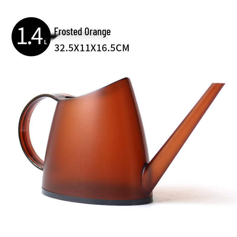 Long-Spout Transparent Watering Can for Gardens and Flowers, Colored Plastic, 2.5L Capacity.