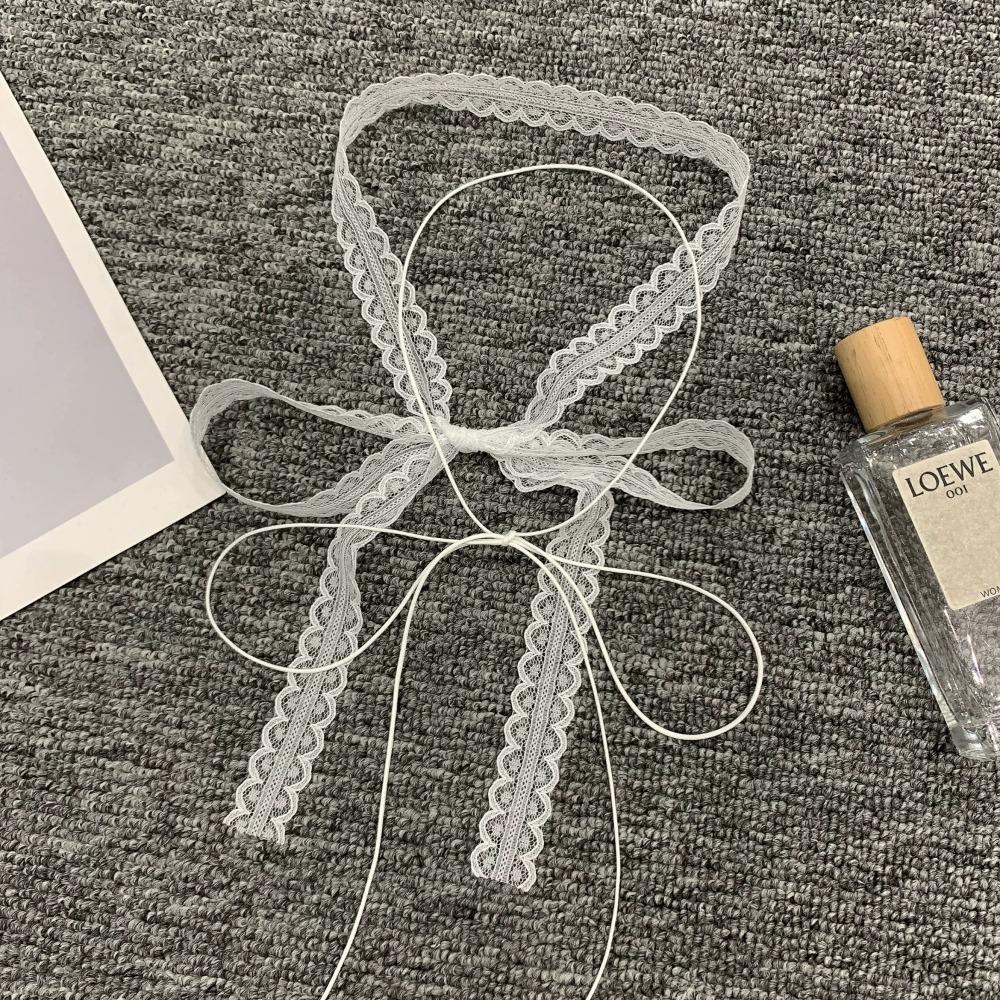 Fashion Lace Hair Scarf Summer Sweet Bow Headband Elegant Ribbon Decor Hair Band for Necklace Women Multi Functional