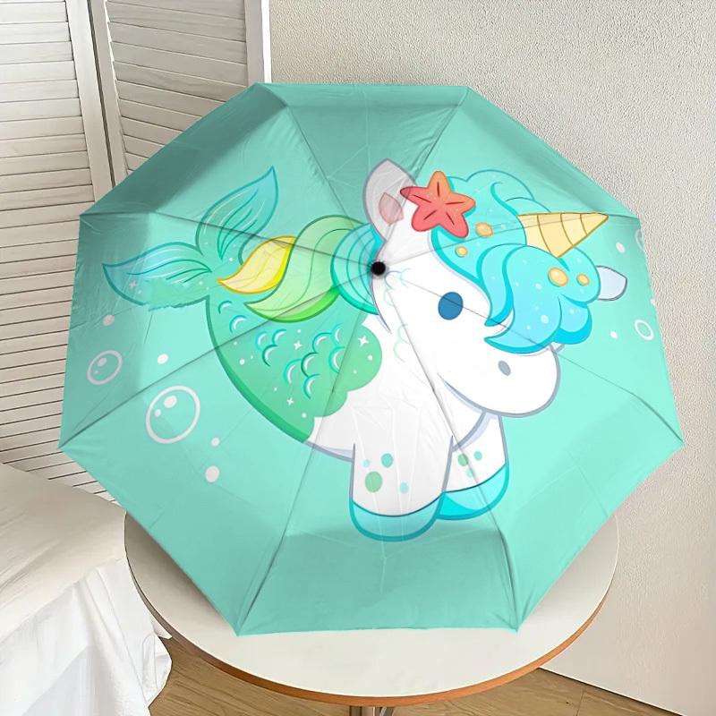 1pc Mermaid Unicorn Automatic Open/Close Umbrella, Folding Compact Umbrella with Lightweight Design for Women/Men yy251011050