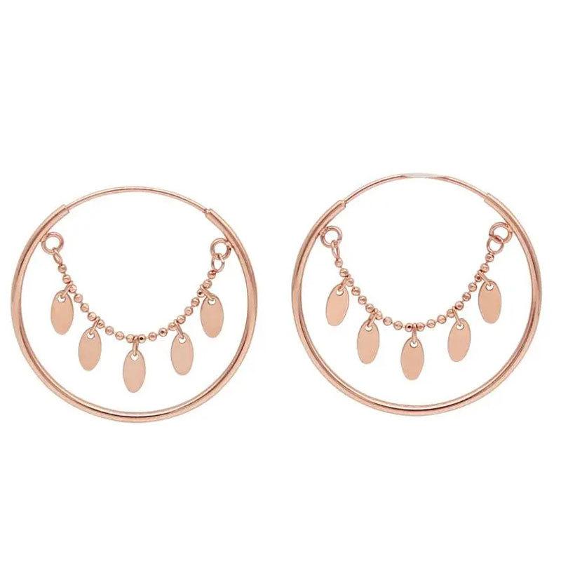 Purple Gold-Plated Rose Gold Willow Leaf Circle Simple Fashion Temperament Colored Gold Earrings