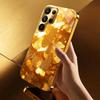 Goldener Schmetterling Glas Handyhülle für Samsung Galaxy S26 S25 S24 S23 S22 FE Ultra Plus Eingebautes Glas Gold Exquisit Wunderschön