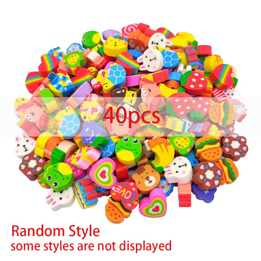 40/120/240pcs Multistyle Mini Eraser Cartoon Themed Cute Portable Office Study Stationery for Writing Drawing Correction XJM