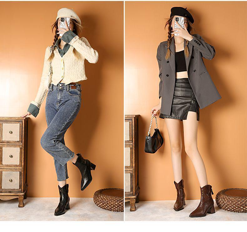 2025 Autumn/Winter Retro Pointed Toe Ankle Boots - Fashionable Martin Boots for a Cool, Versatile, Petite Slim Look