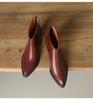 French Retro Pointed Toe Chunky Heel Ankle Boots for Women - Soft Leather, Thick Sole, Nude High Heel, Short Shaft, Autumn Style.