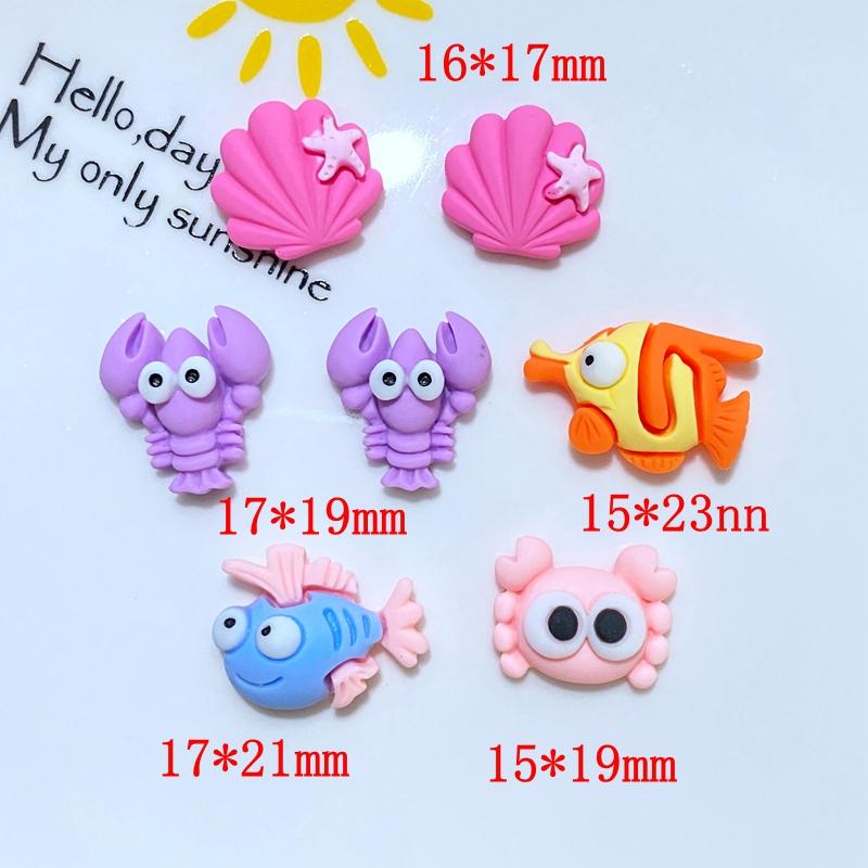 20Pcs New Cute Mini Cartoon Animal Ocean Series Resin Flatback Cabochon Scrapbook Kawaii Embellishments Accessories