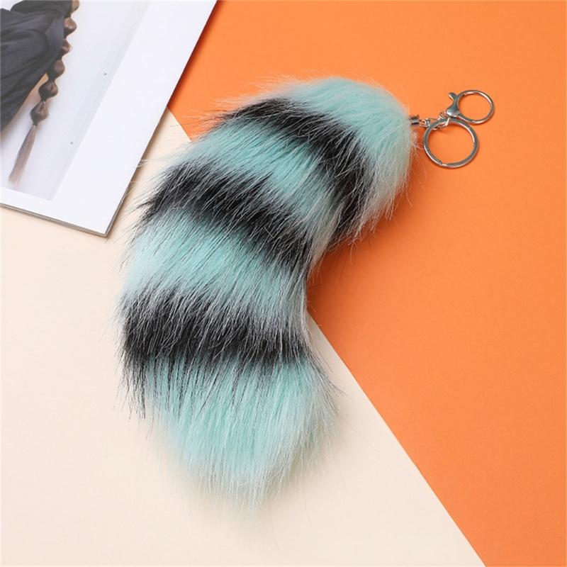 Plush Foxes Tail Keychain Soft And Cute Accessory Plush Keyring Decors For Bags Keys Or Home Decors 18cm Long