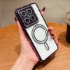 Glitter Diamond Transparent Plating Magnetic Case For Xiaomi 14T Redmi Note 14 Pro Plus For Magsafe Wireless Charge Bumper Cover