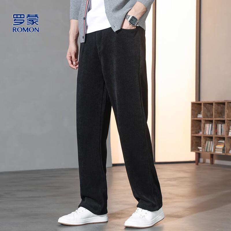 ROMON Men's Corduroy Straight-Leg Casual Pants