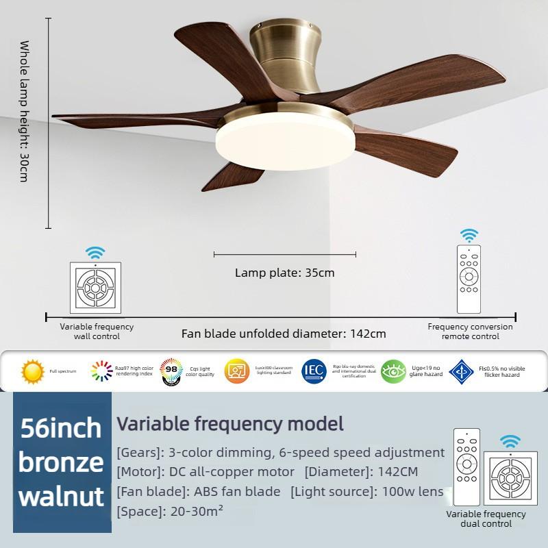 Household Retro Ceiling Fan Lamp Living Room Dining Room 3-color Dimming Pendant Light Fan 6-Speed Adjustable Lighting Fan