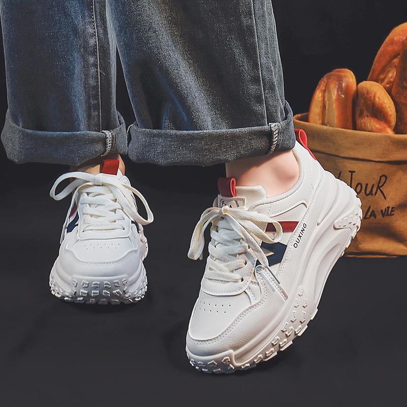 Leather Low-top Dad Shoes Women's Autumn New Platform-soled Student Sports Shoes Heightening Casual Shoes