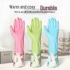 Plush-Lined Winter Cleaning Gloves: Warm, Elastic Cuff, Open Cuff for Dishwashing