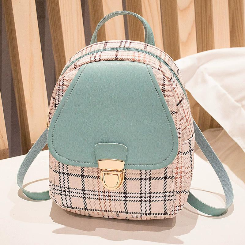 Plaid Backpack for Women, Lightweight Casual Daypack with Adjustable Detachable Straps, Portable Travel School Work Backpack