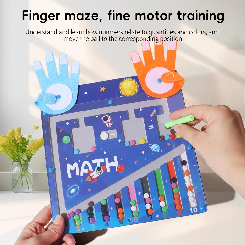 Dřevěná prstová aritmetická kreslicí tabule bludiště vzdělávací hračky učení matematické operace sčítání odčítání kognitivní přiřazovací tabule
