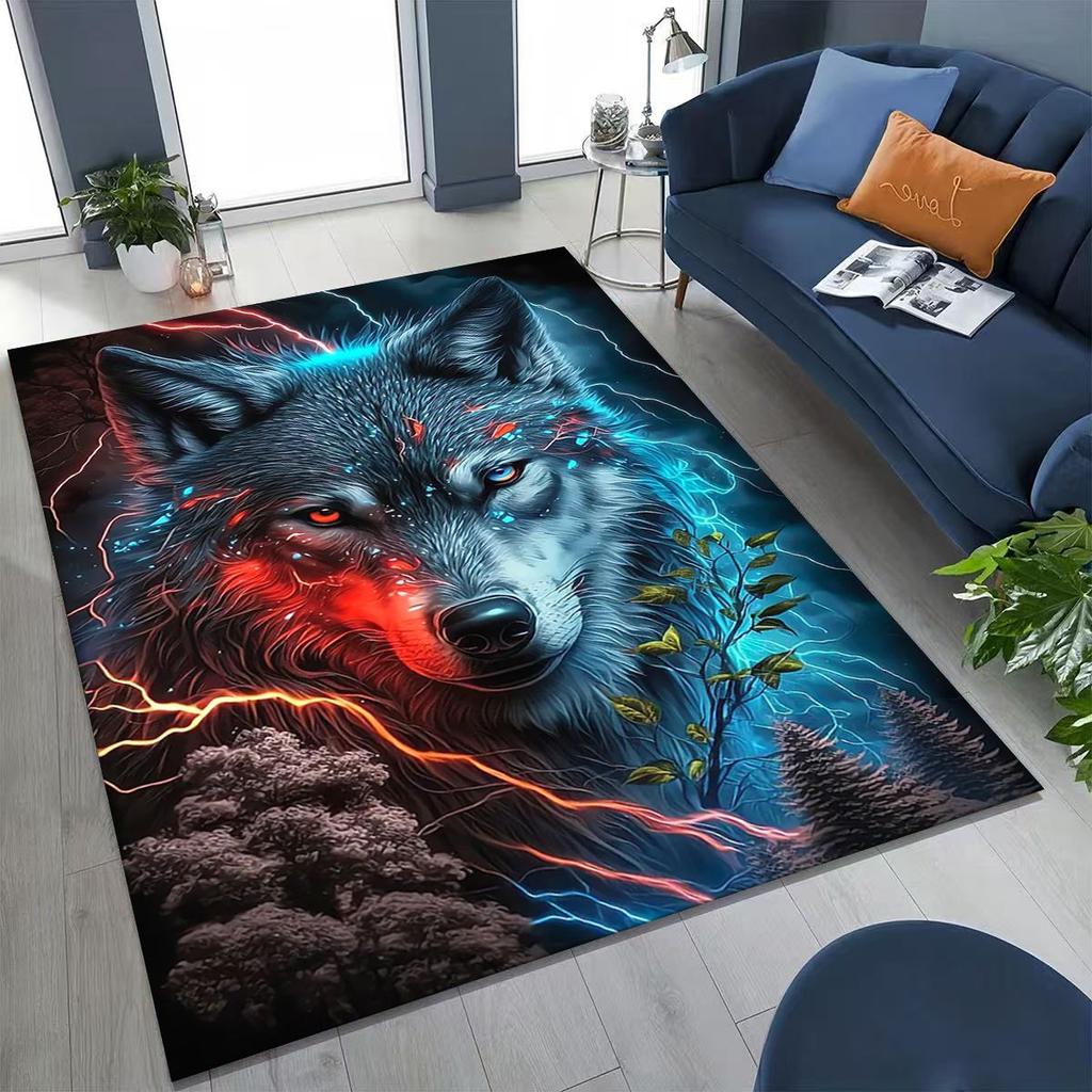 Norse Mythology Fenrir Wolf Beast Cartoon Rug for Bedroom Living Room Sofa Home Doormat Decor, Large Kid Play Non-slip Floor Mat