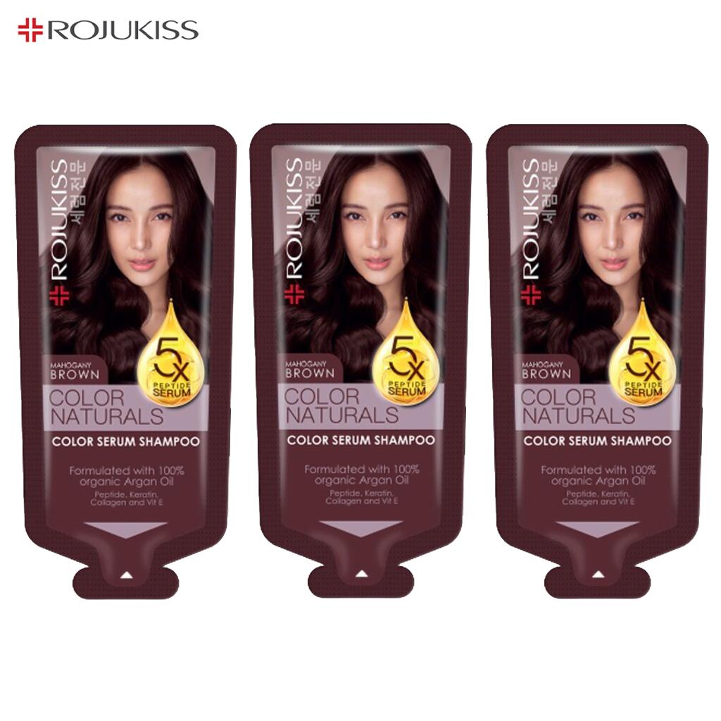 Rojukiss Hårfarge Naturals Shampoo Naturlig Svart/Mørkebrun/Natural Mahogny 30 ml x 1/3/6 stk - Thai Hårpleie