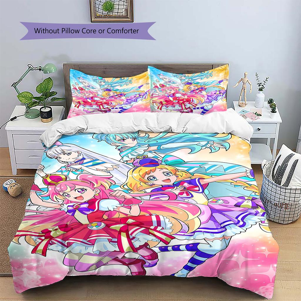 WonderfulPrecur,Winx Club Pattern Bedding,Quilt Set Quilt Cover Pillowcase Home Birthday Gift (1 * Duvet Cover + 2 * Pillowcase, Without Core)