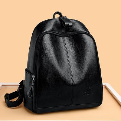 Koreanischer Neuer Stil Trendiger und Vielseitiger Rucksack aus Weichem Leder Studenten-Schultasche Lässige Reisetasche Damen-Tasche