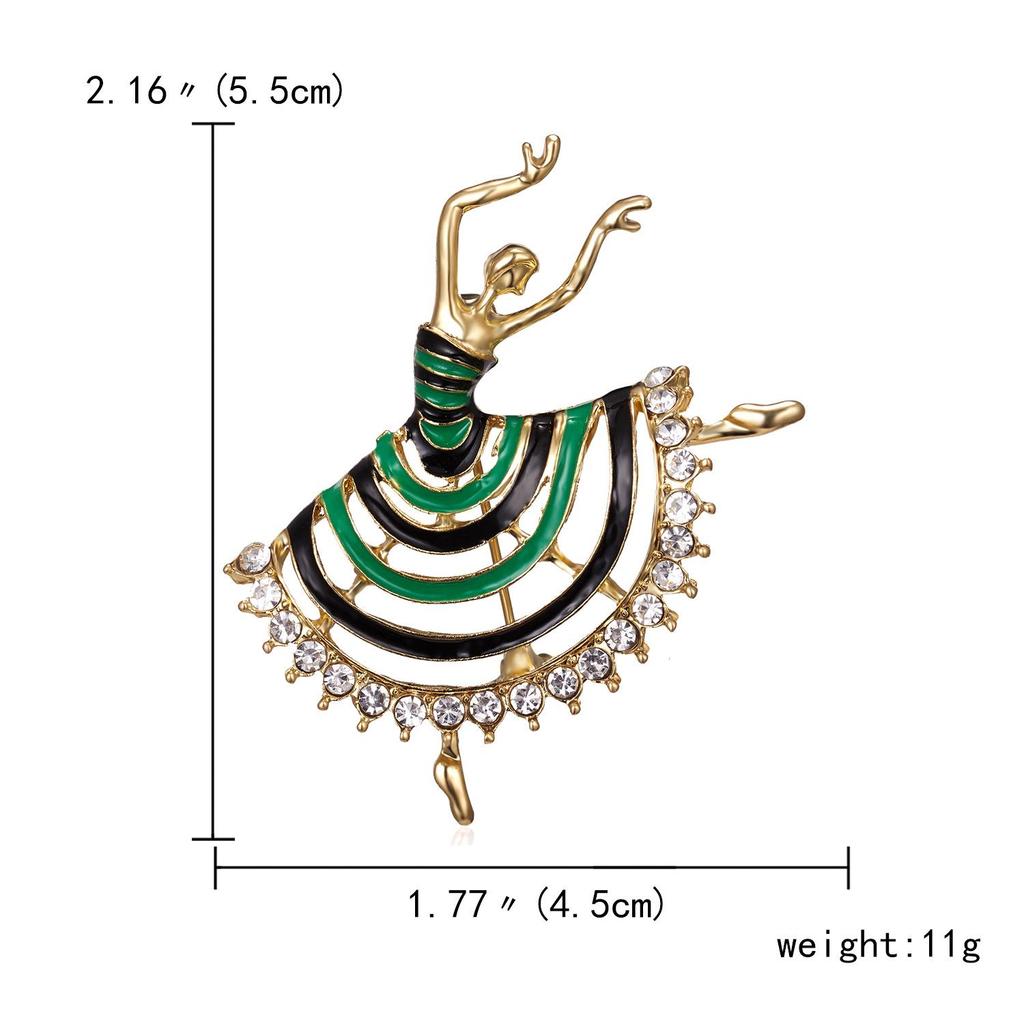 High-End Rhinestone Ballet Dancer Brooch for Women