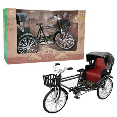 1/10 Maßstab Legierung klassische Retro Rikscha Automodell Druckguss Metall Dreirad Handwagen Fahrzeuge Modell Simulation Kinder Spielzeug Geschenke