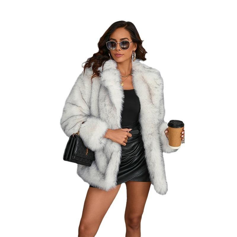 Herbst und Winter neue große Größe Pelzjacke Kunstpelz kurzer Anzugkragen Jacke Oberteil Damen