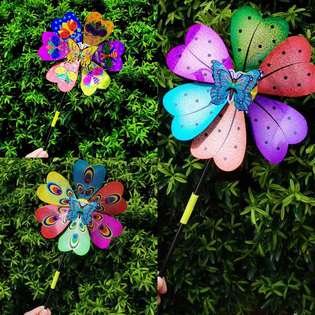 Colorful Polka Dot & Stripe Sequin Pinwheel Toy for Kids - Outdoor Fun