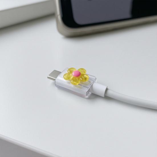 2Pcs Flower Charger Cable Protector, Non-Slip Mobile Phone Charging Cord Saver, Universal Data Wire End Protection Wrap Cover