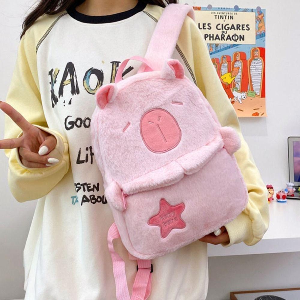 Animal Cartoon Capybara Plush Backpack Large Capacity Capybara Plush Bag Couple
