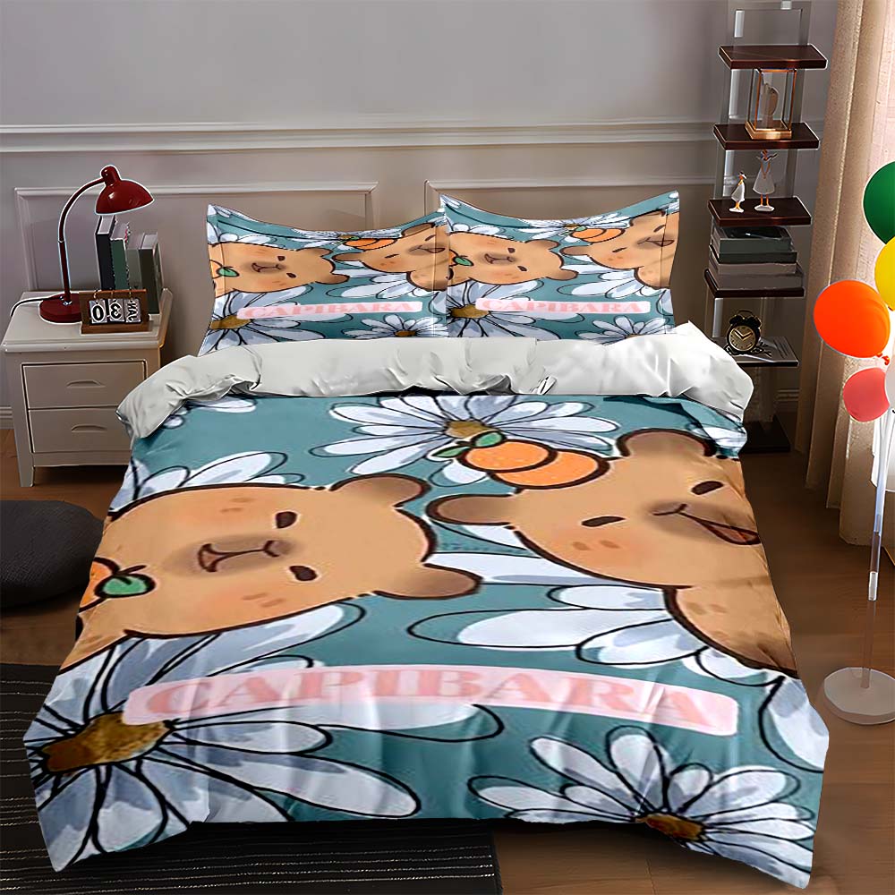 

Capybara daisy motif. Bedding Duvet cover sets Duvet covers Pillowcases gifts (1 * Duvet Cover 2 * Pillowcases, without duvet insert) 135x200cm