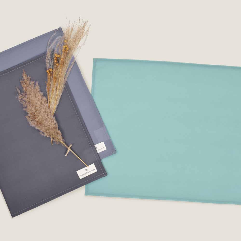 COLORFUL CANDY STYLE Placemats X Set of Solid Color and Grayish NL204700 (25cm 35cm), Water-Repellent, No-Iron, 2, Blue, Water-Repellent, Lightweight,