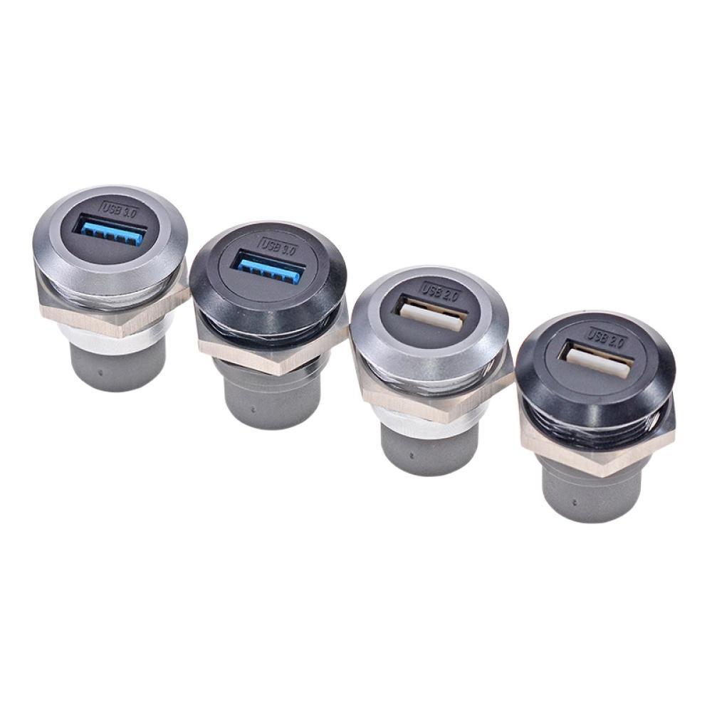 1PCS USB2.0 USB3.0 Round/D Type Metal USB Socket Double Pass Connector Extension Transmission Through Head Panel Mounting Socket