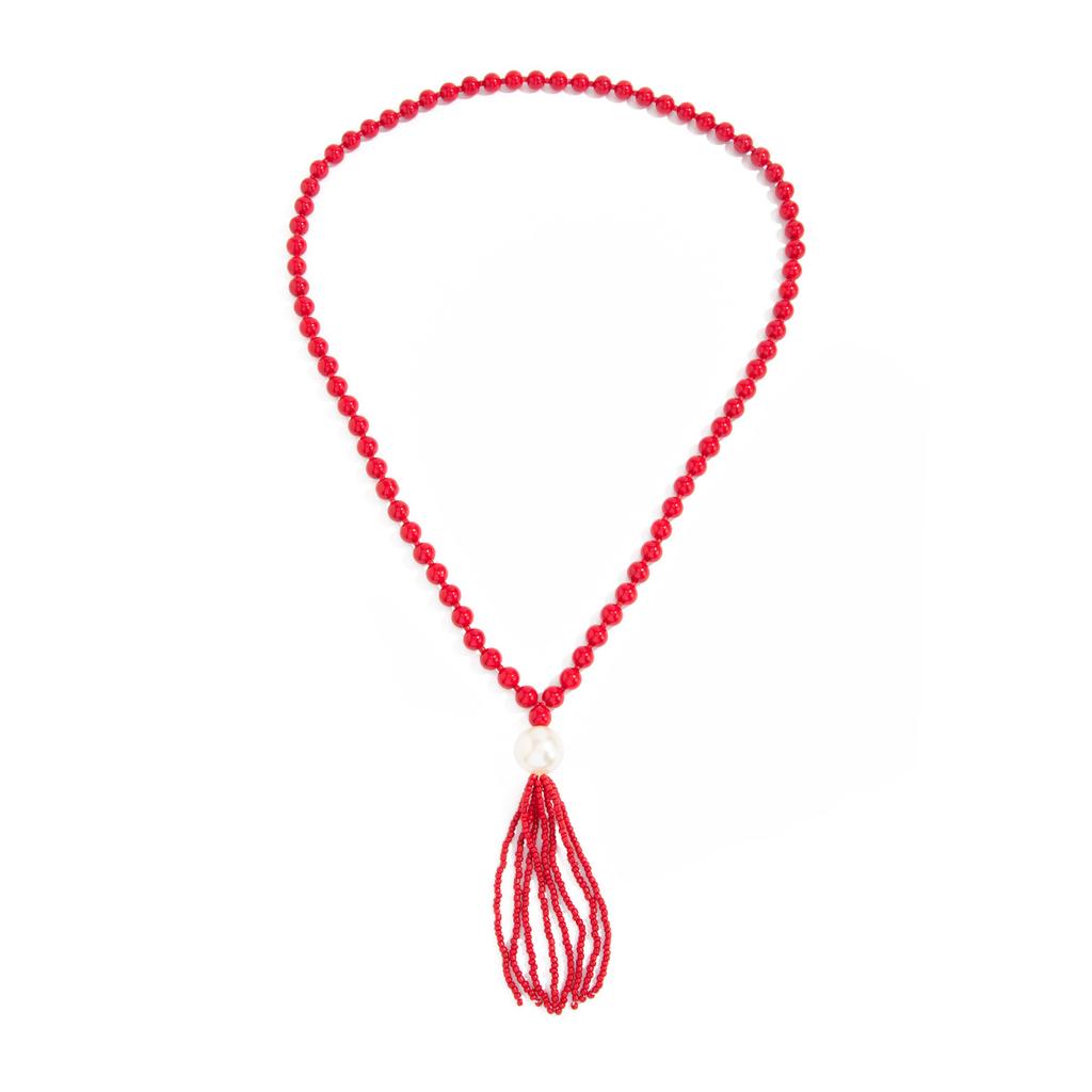 Acrylic Bead Chain Necklace for Women Vintage Tassel Sweater Chain Jewelry Accessory