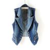 Tops casuales para mujer, chaleco vaquero para mujer, chaqueta, ropa de primavera y otoño, chalecos vaqueros cortos sin mangas, de un solo pecho
