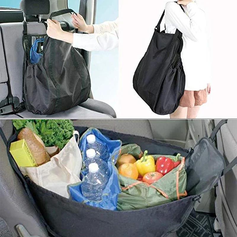 Car High Capacity Multifunction Seat Storage Bag For Back Seat Portable Storage Bag Shopping Basket Reusable Car Accessories