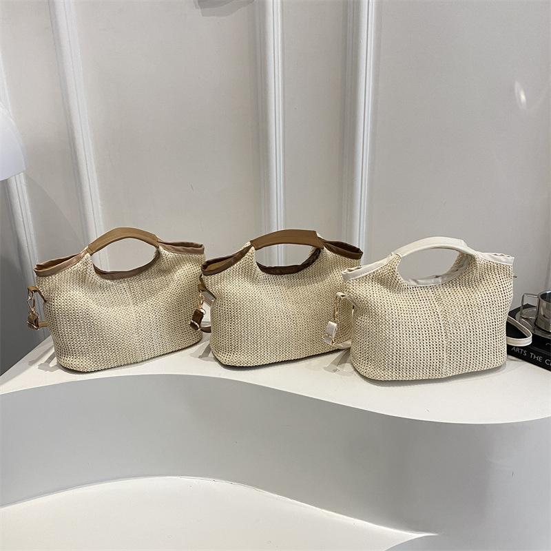 New Ins Korean Woven Bag Women's Fashion Commuter Shoulder Messenger Bag Casual Vegetable Basket Handbag