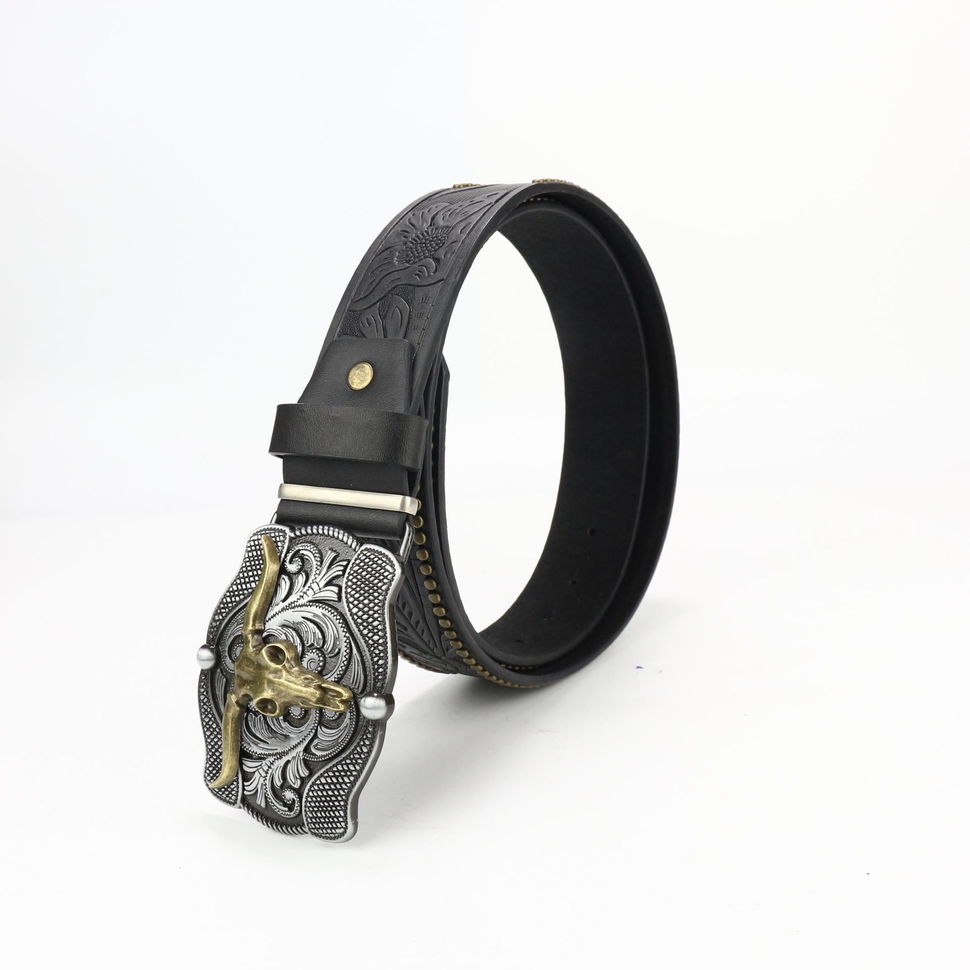 Западный Джинсовый Ремень Резной Большая Пряжка Орёл Винтажный Зеленый Мужской Панк Кожаный Ремень Length 120cm Width 3.8cm