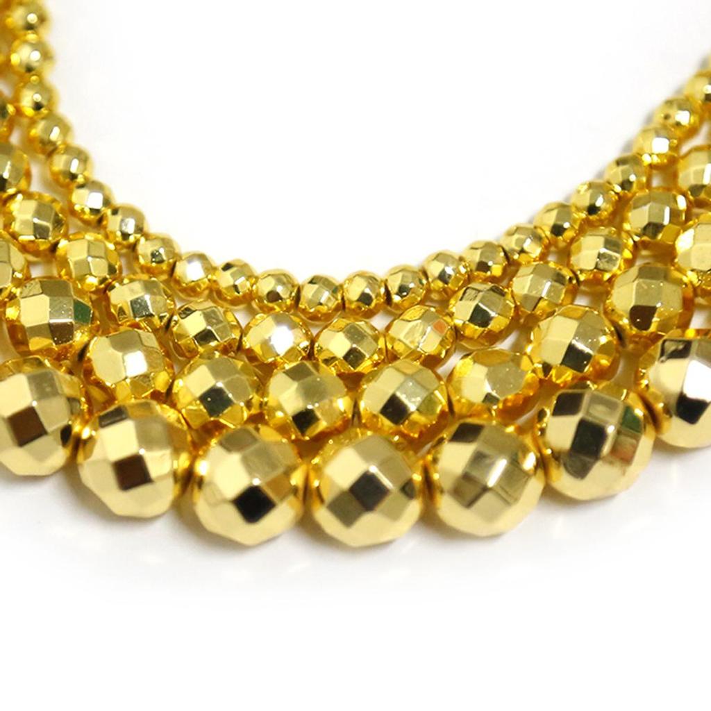 Gold Silvers Faceted Round Black Hematite Natural Stone 4/6/8/10mm Spacer Loose Beads For Jewelry Making