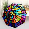 1 peça Guarda-chuva Dobrável Automático com Design de Vitral Colorido - Design Portátil de 3 Dobras, Estrutura de Ferro com 8 Varetas, Guarda-chuva para Exterior, Presente Perfeito para Fãs, Viaj