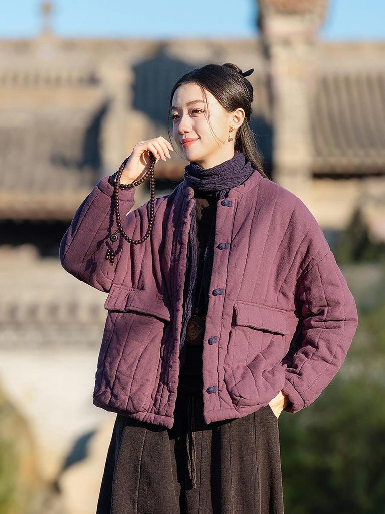 Women's Retro Chinese Style Quilted Cotton Linen Jacket