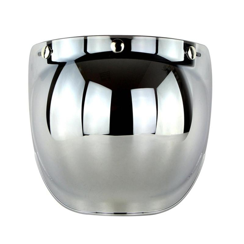 Retro 3-snap Sunscreen Sun Shield Visor Bubble Mirro for Motorcycle Helmet Face Lens