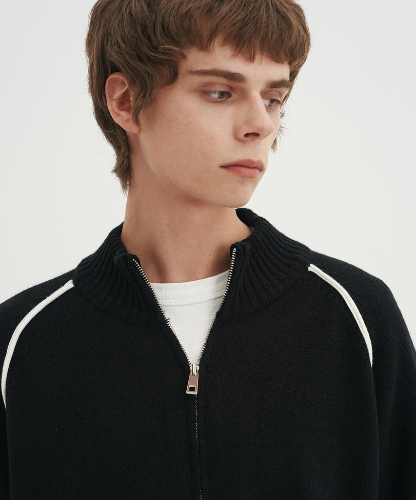 BLOND9 Classic High-Neck Knit Zip-Up_Black