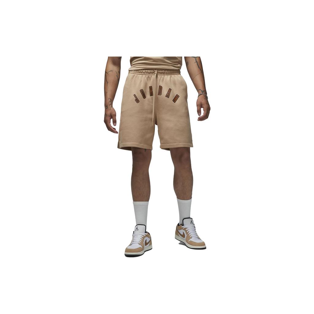 Jordan Flight MVP Logo Print Lace-Up Comfortable Sports Shorts Men Bottoms Khaki FB7023-200